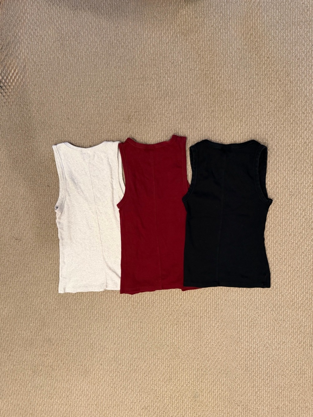Women's Ribbed Scoop Tank Bundle - Black, Burgundy, White - Picture 2 of 4